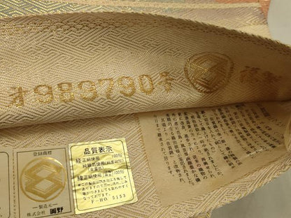 平和屋着物◎佐賀錦 六通柄袋帯 地紙重ね文 金糸 正絹 逸品 AAAV1623ou