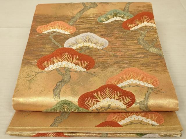 平和屋着物◎六通柄袋帯 松文 金糸 正絹 逸品 AAAV1633ou