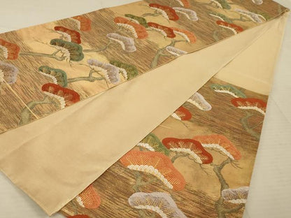 平和屋着物◎六通柄袋帯 松文 金糸 正絹 逸品 AAAV1633ou