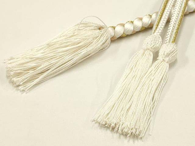 平和屋着物●和装小物　振袖用帯締め　装飾　パール　金糸　撚り房　逸品　未使用　AAAV1658ay