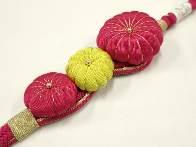 平和屋着物●和装小物 振袖用帯締め 装飾 ちりめん細工 金糸 撚り房 逸品 未使用 AAAV1661ay