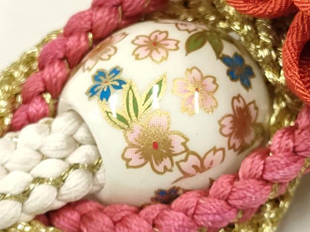 平和屋着物●和装小物　振袖用帯締め　装飾　つまみ細工　パール　飾り玉　金糸　逸品　AAAV1719ay