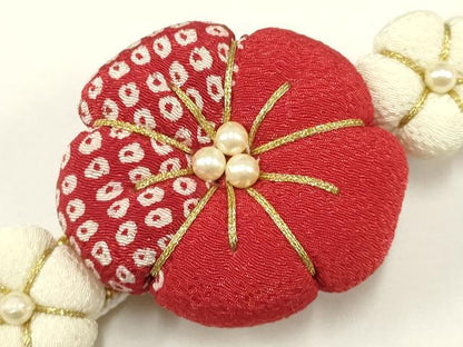 平和屋着物●和装小物　振袖用帯締め　装飾　ちりめん細工　パール　金糸　逸品　AAAV1722ay