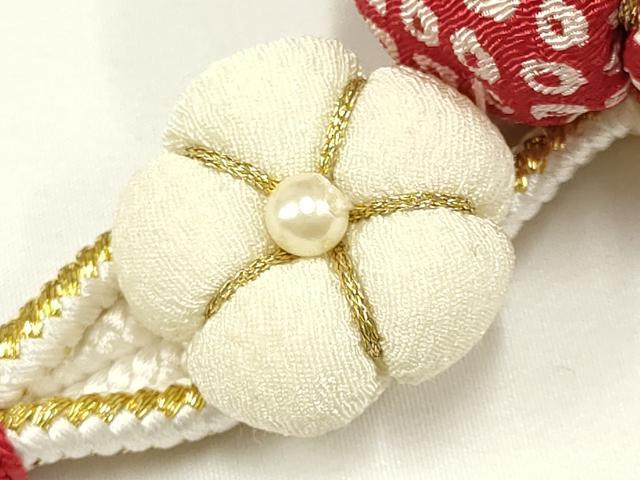 平和屋着物●和装小物　振袖用帯締め　装飾　ちりめん細工　パール　金糸　逸品　AAAV1722ay