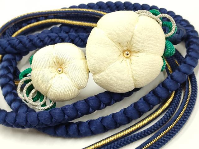 平和屋着物●和装小物　振袖用帯締め　装飾　ちりめん細工　ビーズ　金銀糸　撚り房　逸品　AAAV1725ay