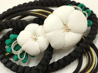 平和屋着物●和装小物　振袖用帯締め　装飾　ちりめん細工　ビーズ　金銀糸　撚り房　逸品　AAAV1729ay