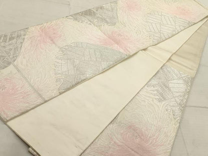 平和屋着物◎六通柄袋帯　唐織　乱菊　銀糸　正絹　逸品　AAAV1810ru