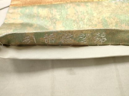 平和屋着物◎引箔佐賀錦　六通柄袋帯　エ霞飛鶴文　金銀糸　正絹　逸品　AAAV1814ru
