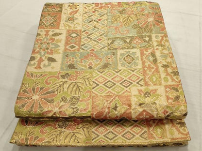 平和屋着物◎佐賀錦 六通柄袋帯 短冊重ね洋花文 金糸 正絹 逸品 AAAV1832ru