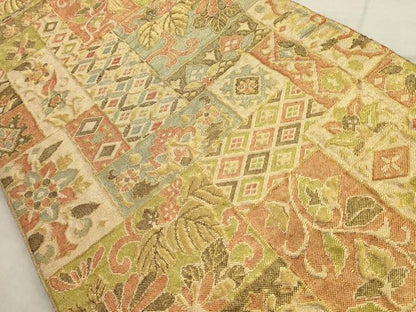 平和屋着物◎佐賀錦 六通柄袋帯 短冊重ね洋花文 金糸 正絹 逸品 AAAV1832ru