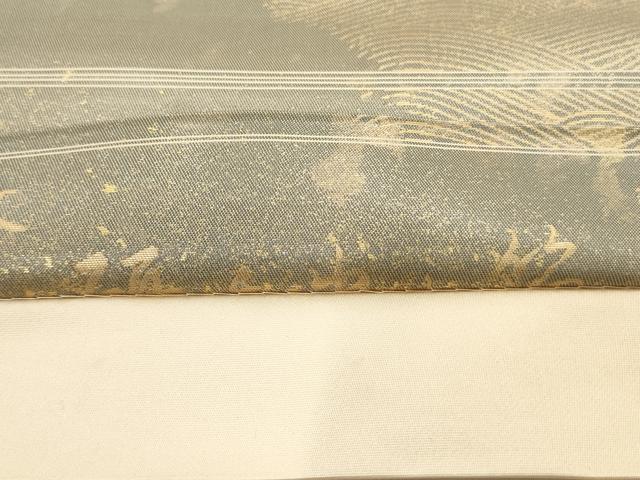 平和屋着物◎六通柄袋帯 端兆禽松文 引箔袋 金糸 正絹 逸品 AAAV1834ru