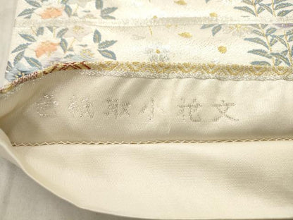 平和屋着物◎六通柄袋帯　唐織　色紙取小花文　金銀糸　正絹　逸品　AAAV1844ru