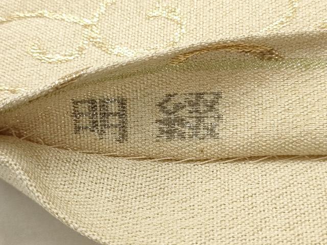 平和屋着物◎六通柄袋帯　刺繍　流水扇面草花文　プラチナ箔　金糸　正絹　逸品　AAAV1849ru
