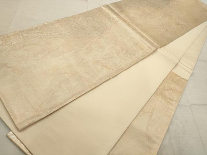 平和屋着物◎六通柄袋帯 霞文 金通し地 引箔 正絹 逸品 AAAV1882ru
