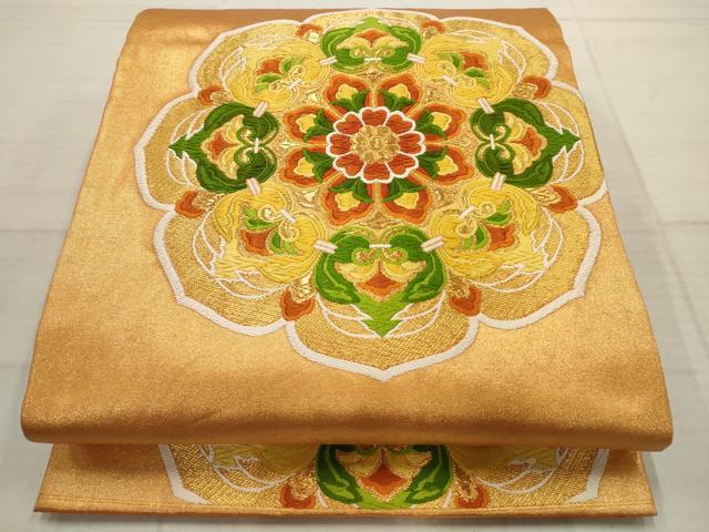 平和屋着物◎六通柄袋帯 唐織 正倉院花文 金糸 正絹 逸品 AAAV1883ru