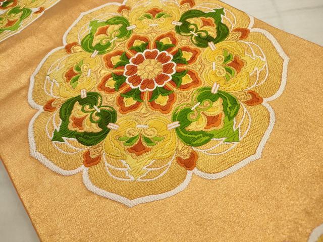 平和屋着物◎六通柄袋帯 唐織 正倉院花文 金糸 正絹 逸品 AAAV1883ru