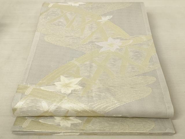 平和屋着物＊夏物 六通柄袋帯 流水花籬文 金糸 正絹 逸品 AAAV2212pf