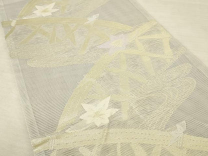 平和屋着物＊夏物 六通柄袋帯 流水花籬文 金糸 正絹 逸品 AAAV2212pf