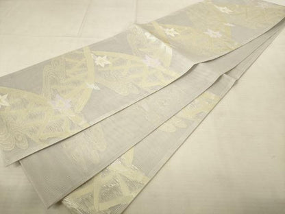 平和屋着物＊夏物 六通柄袋帯 流水花籬文 金糸 正絹 逸品 AAAV2212pf