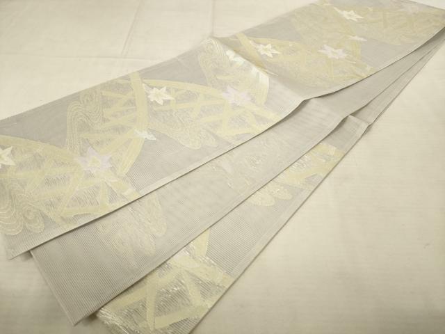 平和屋着物＊夏物 六通柄袋帯 流水花籬文 金糸 正絹 逸品 AAAV2212pf