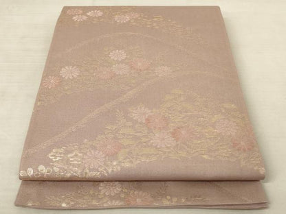 平和屋着物＊夏物 六通柄袋帯 草花文 金糸 正絹 逸品 AAAV2307pf