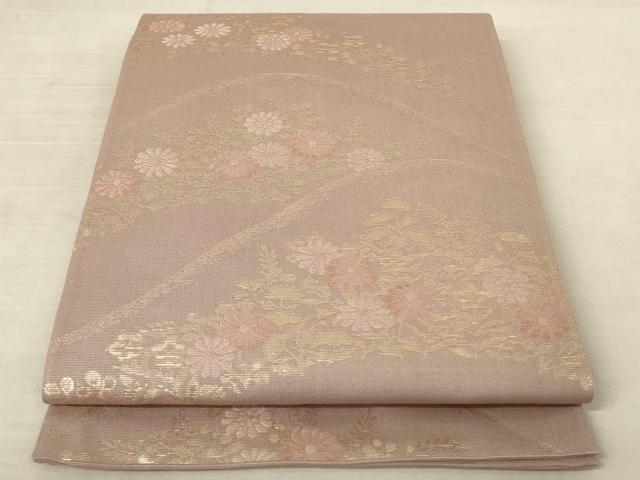 平和屋着物＊夏物 六通柄袋帯 草花文 金糸 正絹 逸品 AAAV2307pf