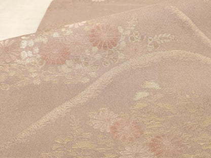 平和屋着物＊夏物 六通柄袋帯 草花文 金糸 正絹 逸品 AAAV2307pf