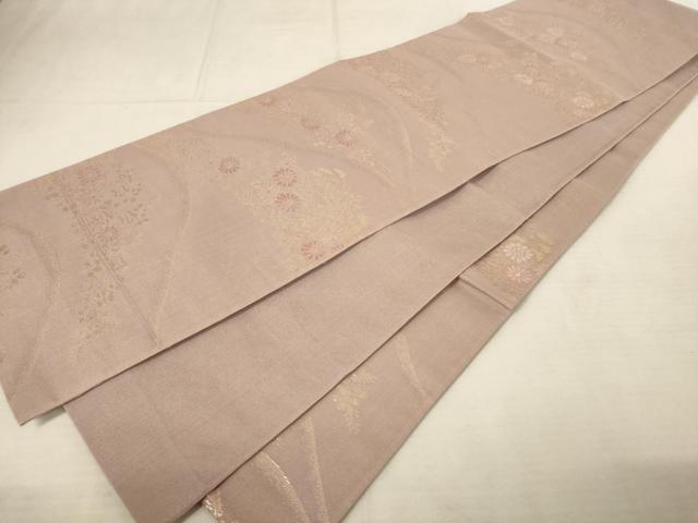 平和屋着物＊夏物 六通柄袋帯 草花文 金糸 正絹 逸品 AAAV2307pf