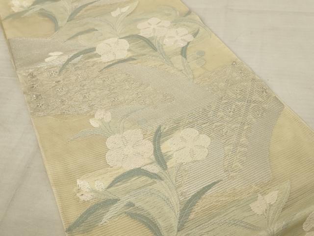 平和屋着物＊夏物 六通柄 本袋帯 唐織 草花文 銀糸 正絹 逸品 AAAV2352pf