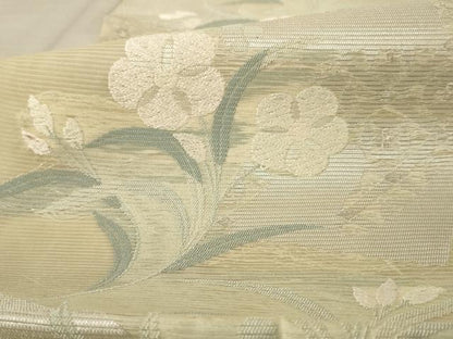 平和屋着物＊夏物 六通柄 本袋帯 唐織 草花文 銀糸 正絹 逸品 AAAV2352pf
