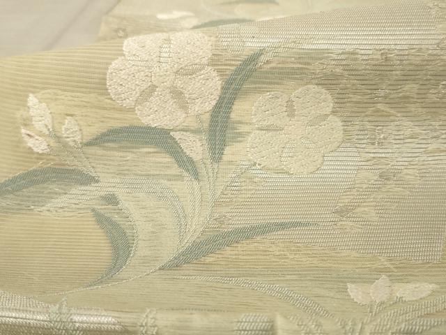平和屋着物＊夏物 六通柄 本袋帯 唐織 草花文 銀糸 正絹 逸品 AAAV2352pf