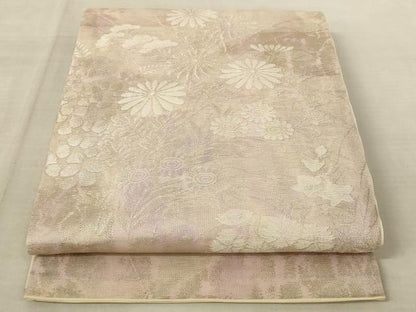 平和屋着物＊夏物　六通柄袋帯　草花文　銀糸　正絹　逸品　AAAV2354pf