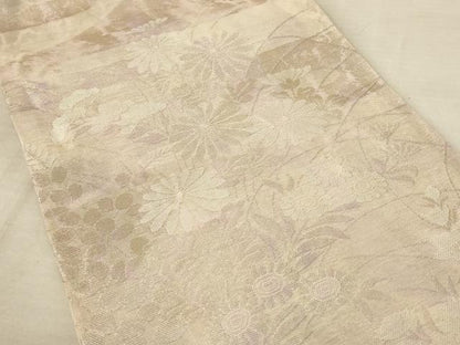 平和屋着物＊夏物　六通柄袋帯　草花文　銀糸　正絹　逸品　AAAV2354pf