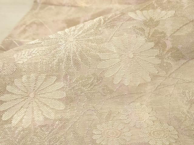 平和屋着物＊夏物　六通柄袋帯　草花文　銀糸　正絹　逸品　AAAV2354pf
