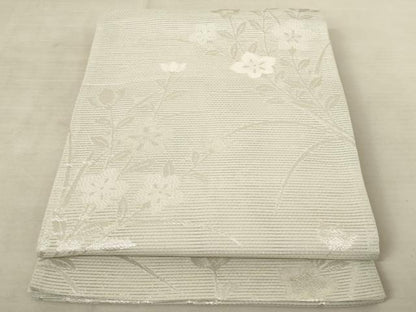 平和屋着物＊夏物 六通柄京袋帯 草花文 銀糸 AAAV2371pf