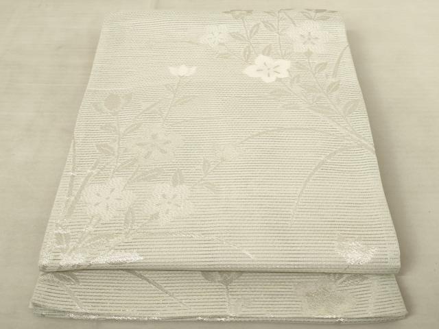 平和屋着物＊夏物 六通柄京袋帯 草花文 銀糸 AAAV2371pf