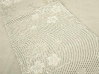 平和屋着物＊夏物 六通柄京袋帯 草花文 銀糸 AAAV2371pf