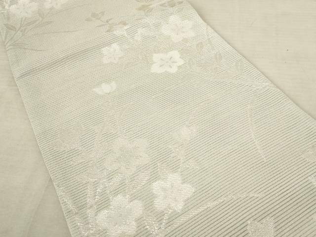 平和屋着物＊夏物 六通柄京袋帯 草花文 銀糸 AAAV2371pf