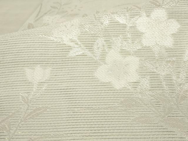 平和屋着物＊夏物 六通柄京袋帯 草花文 銀糸 AAAV2371pf