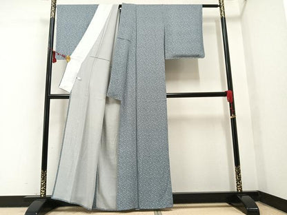 平和屋着物▽加賀友禅の型染　板場友禅　坂口幸市　加賀小紋　単衣　宝尽くし　正絹　逸品　未使用　AAAV2490ph