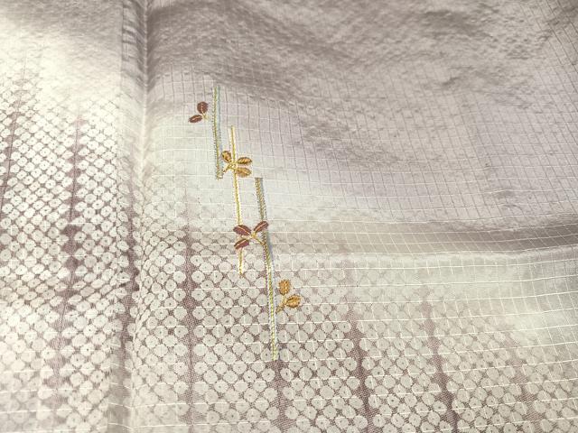 平和屋着物▽訪問着 単衣 刺繍 草木文 暈し染め 正絹 逸品 AAAV2508ph