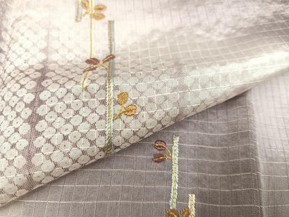 平和屋着物▽訪問着 単衣 刺繍 草木文 暈し染め 正絹 逸品 AAAV2508ph