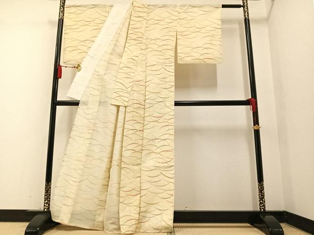 平和屋着物＊夏物 小紋 絽 芝文 洗える着物 AAAV2529ph