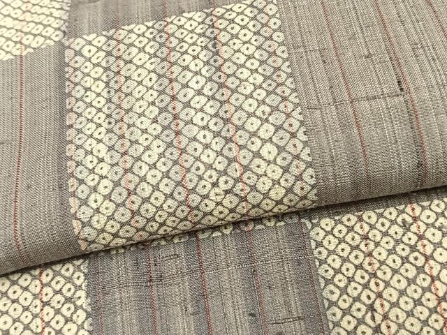 平和屋着物▽生紬 単衣 市松文様 正絹 逸品 AAAV2574fy