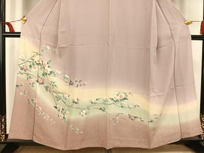 平和屋着物▽訪問着 単衣 枝花文 暈し染め 正絹 逸品 AAAV2575fy