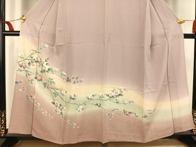 平和屋着物▽訪問着 単衣 枝花文 暈し染め 正絹 逸品 AAAV2575fy