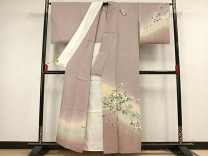 平和屋着物▽訪問着 単衣 枝花文 暈し染め 正絹 逸品 AAAV2575fy