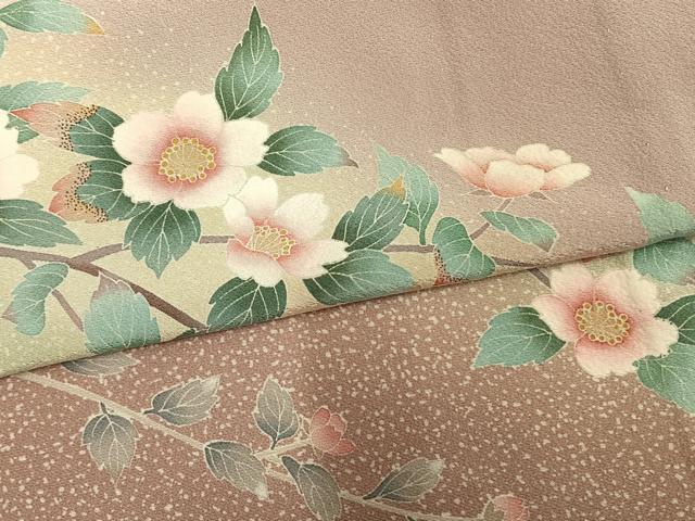 平和屋着物▽訪問着 単衣 枝花文 暈し染め 正絹 逸品 AAAV2575fy