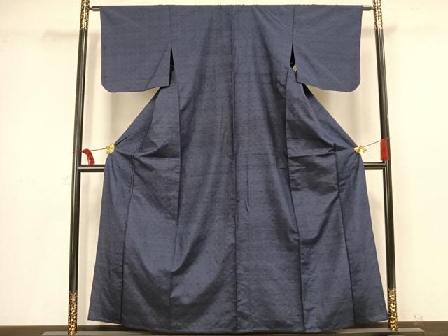 平和屋着物▽上質な紬　単衣　七宝文　正絹　逸品　AAAV2579fy