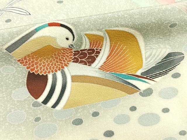 平和屋着物▽訪問着 単衣 作家物 鴛鴦花文 暈し染め ロング丈 正絹 逸品 AAAV2580fy